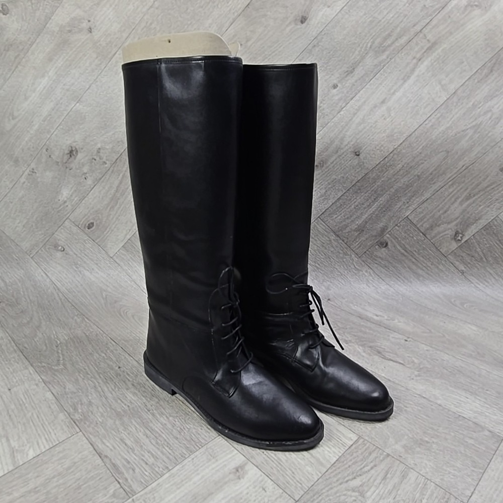 Marc Alpert Women's Sz 9 1/2B Leather Black Riding Boots Brazil Equestrian High